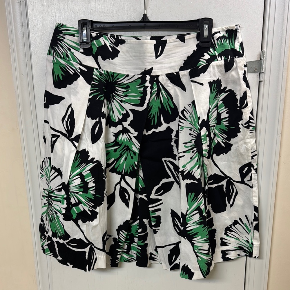 Sandro Green and Black A-Line Pleated Skirt Resort Wear